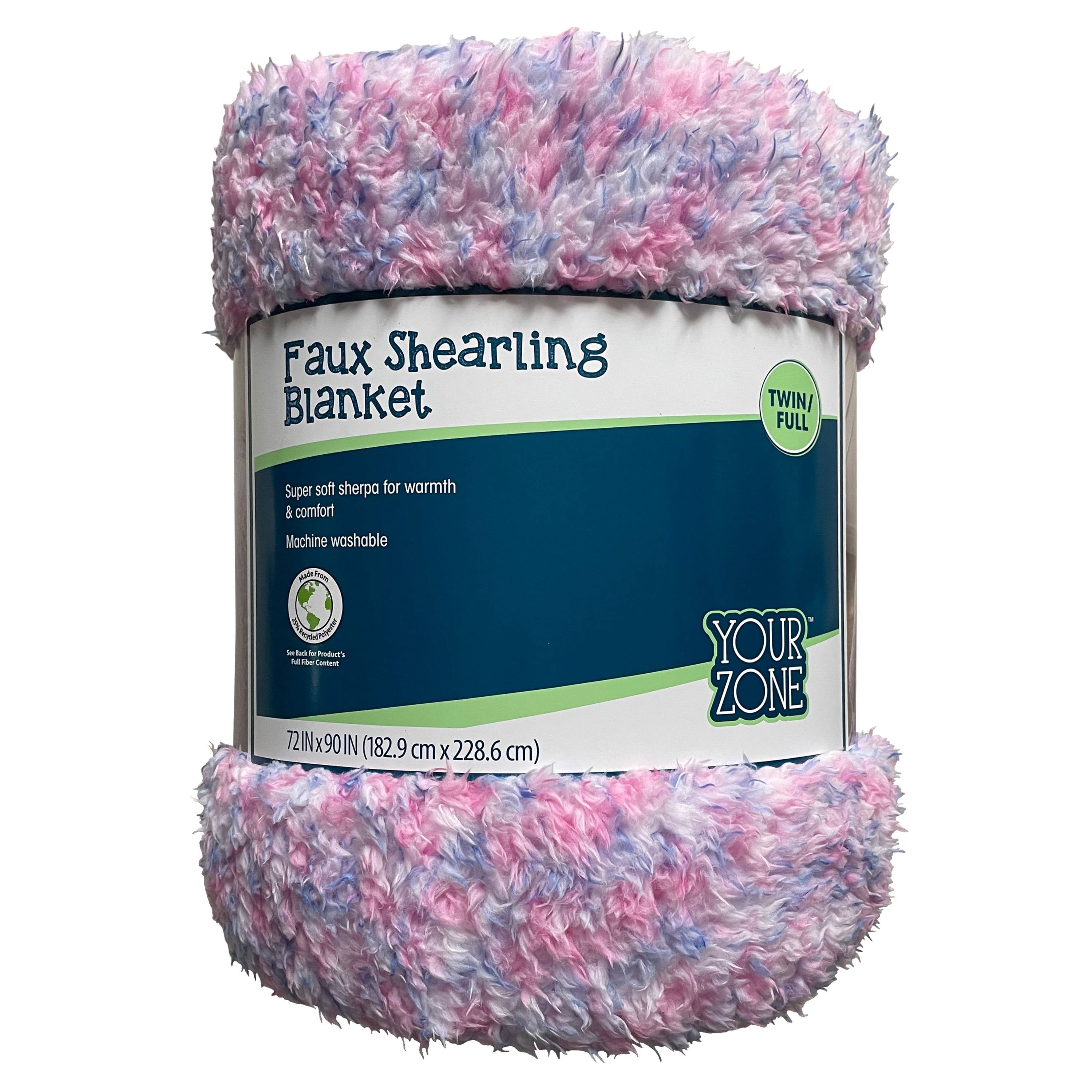 Your Zone Pink Polyester Faux Shearling Faux Sherling Blanket, Twin/Full, 72" X 90",  For Kids