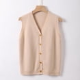 thumbnail image 2 of VNKIDY Women 's Knitted Sweater Vest Winter Warm Solid Color Relaxed Fit Cardigan Sleeveless Button Front Vest For Daily Wear Trendy Knitwear, 2 of 8