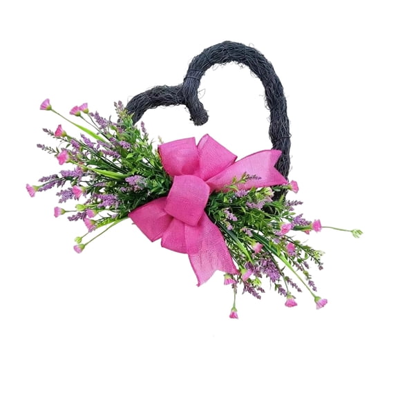 Aximioll 17.72In Valentine's Day Wreath with Heart-Shaped Form, Valentine's Day Home Decor for Front Door, Wall, Mantel and Entryway