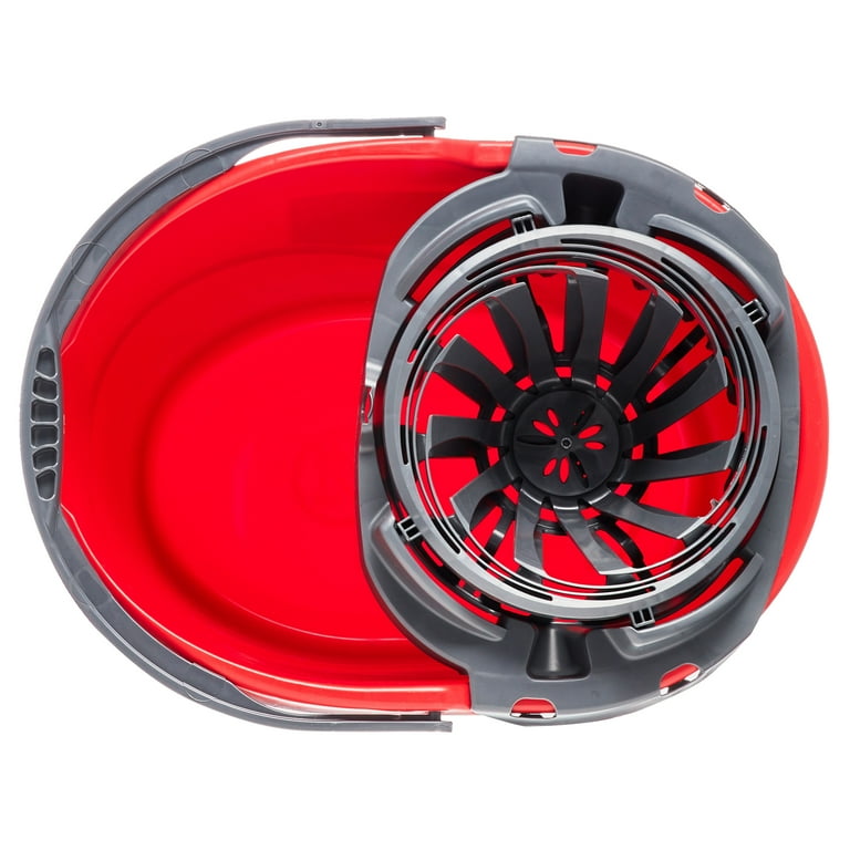 O-Cedar QuickWring Bucket, 2.5 Gallon Mop Bucket with Wringer, Red
