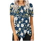 thumbnail image 1 of Blusas de Manga Corta para las Mujeres Botón Impreso Cuello Redondo Top Casual, Blusas para las Mujeres Casual, 1 of 5