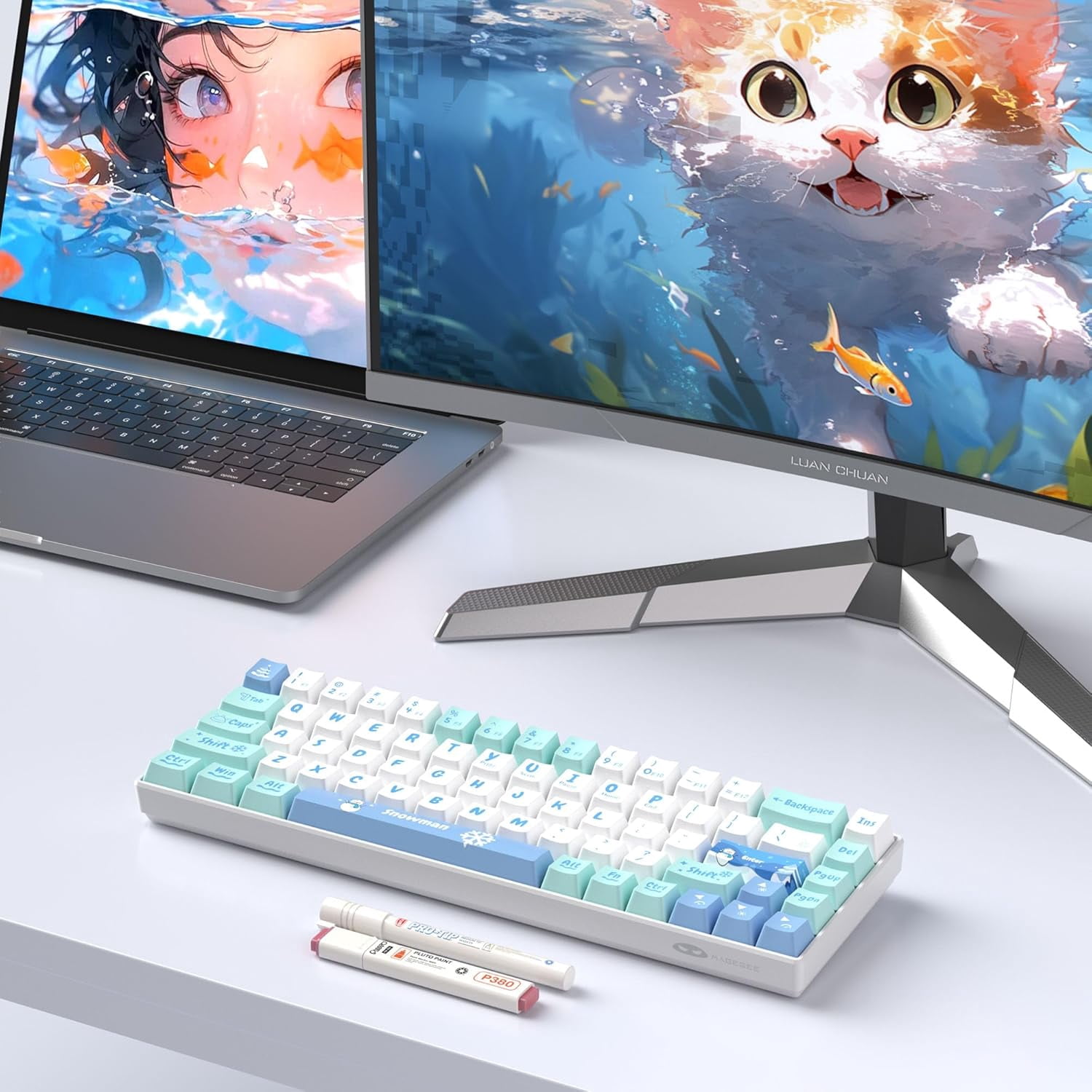 MageGee MK-Box 60% Gaming Keyboard German QWERTZ Layout, Hot-Swappable Compact Wired Mechanical RGB Keyboard with EVA Damping Foam