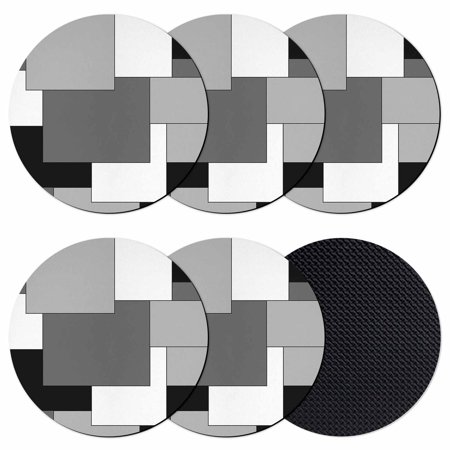 Black Grey Coasters Set of 6 Soft Absorbent Coasters for Drinks Middle Century Irregular Geo Abstract Art Non-Slip Cup Coaster Mat with Rubber Bottom for Home Kitchen Desk Coffee Bar Table Decor 4