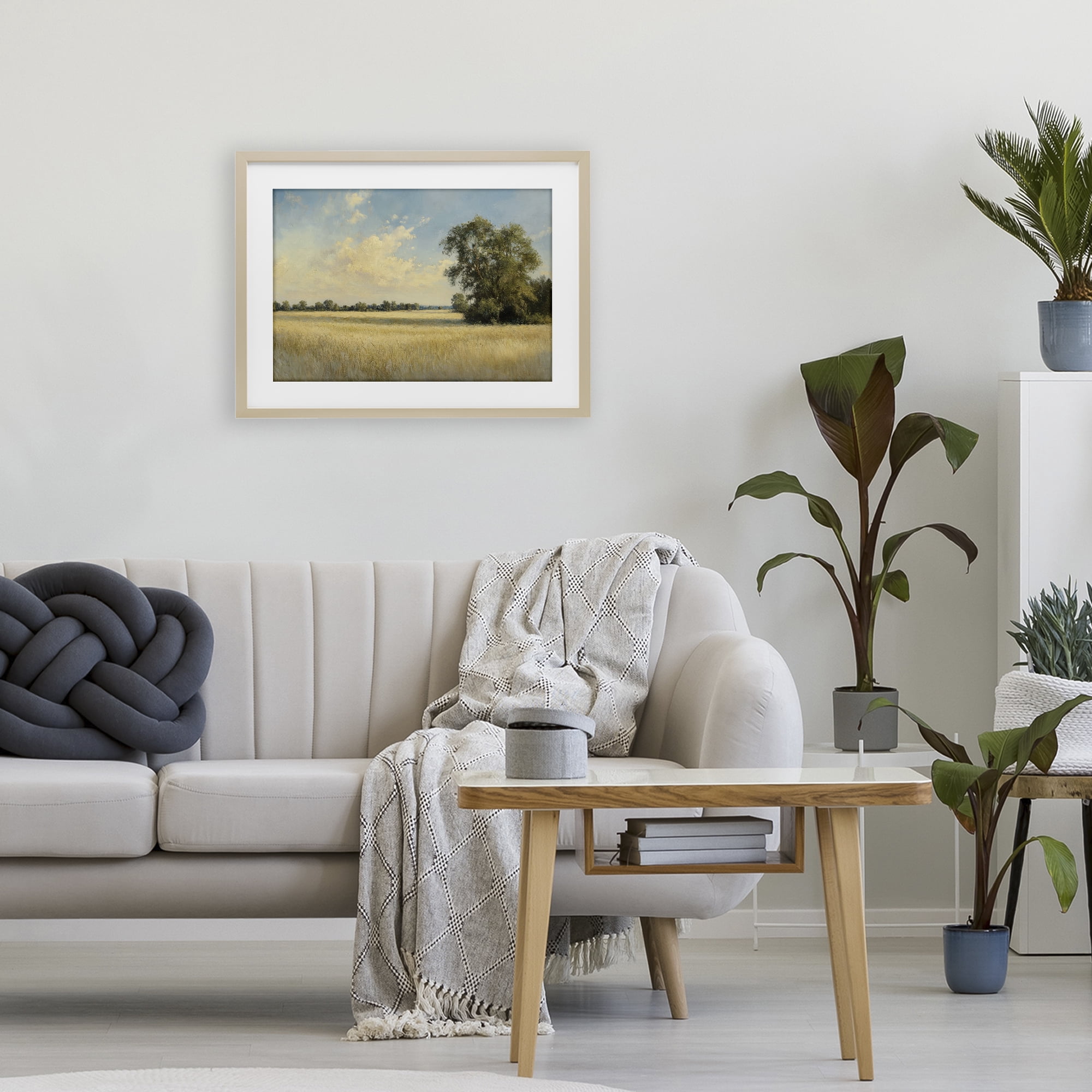 Stupell Industries Serene Wheat Field at Noon Birch Framed Print Under Glass, design by Petal Prints Design