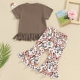 thumbnail image 3 of Bagilaanoe 2pcs Toddler Baby Girl Pants Set Short Sleeve Tassel T-shirt Tops + Butterfly Flare Trousers 6M 12M 18M 24M 3T 4T Kids Casual Clothes, 3 of 8