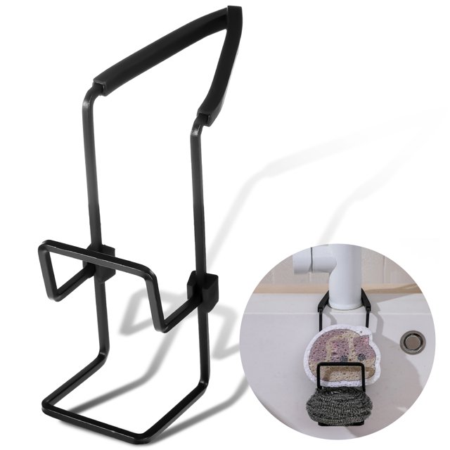 Naiovety Práctico organizador para fregadero colgante de cocina para fácil acceso, soporte para estante de esponja para fregadero Negro