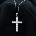 thumbnail image 4 of Rosec Jewels - Certified Moissanite Cross Necklace Pendant with Chain (D-VS1 Quality) - Womens Ready to Gift for Christmas, 14K White Gold, 4 of 8