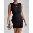 thumbnail image 2 of Simple Bodycon Dress, Sexy Sleeveless Crew Neck Mini Dress, Women's, 2 of 10