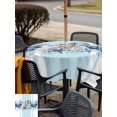 thumbnail image 5 of Outdoor Tablecloth with Umbrella Hole for Patio/Picnic/Party/Camping, Nautical Coastal Waterproof Table Cloth Square Cover Washable, Summer Marine Coral Starfish Conch Blue (54"x 54"), 5 of 8