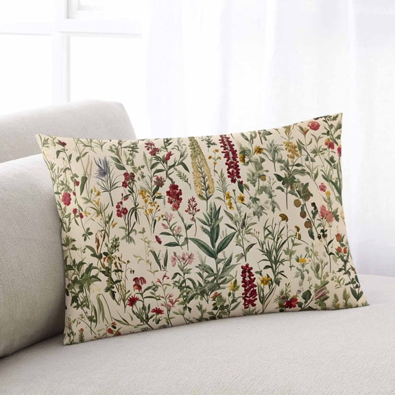 Vintage Plant Body Pillow Cover, Pillowcase Protectors with Zipper, Breathable Decorative Throw Pillow Case Cover, Boho Botanical Flowers Green Leaf Ferns Pillow Shams for Couch Sofa 24x36Inch