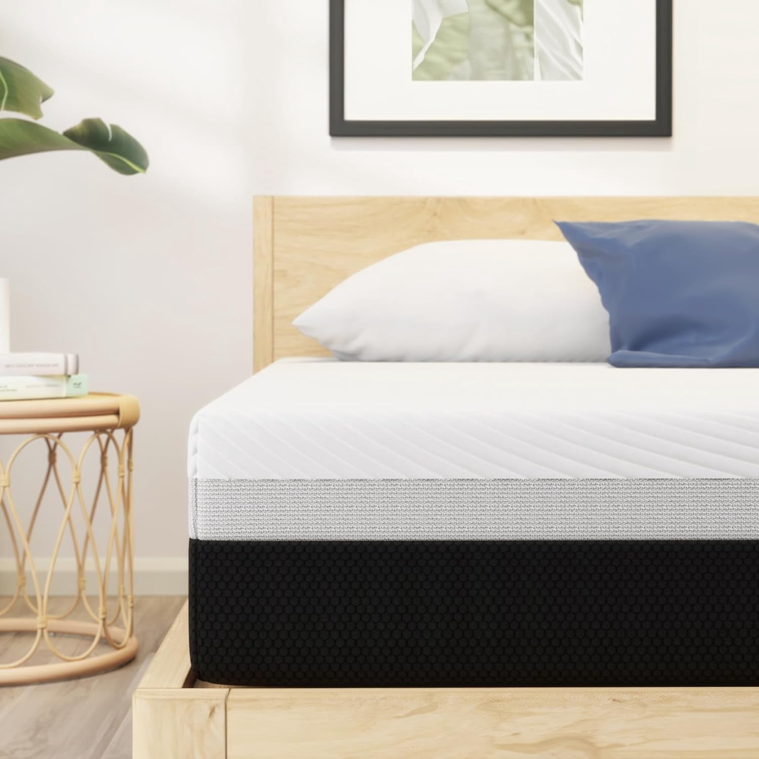 Queen Size 12 inch Hybrid Pocket Spring & Cool Gel Memory Foam Mattress, Pressure Relieving, Medium, CertiPUR Certified, Fiberglass-Free Mattress, Queen Size Mattress Bed in a Box