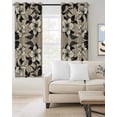 thumbnail image 2 of Black Floral Blackout Curtains for Bedroom Living Room Darkening Curtains 63 Inches Long Vintage Khaki Floral Retrp Plant Leaf Window Curtain 2 Panels Set Window Treatment Grommet Drapes 52"x63", 2 of 9