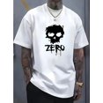 thumbnail image 1 of Camiseta de Halloween - Camiseta informal de verano para hombre con estampado gráfico de calavera y "ZERO", cuello redondo, manga corta, tela de algodón, corte regular - Ideal para deportes y ocio, 1 of 6