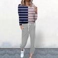 thumbnail image 3 of Gibobby Conjunto de sudadera informal para mujer Conjunto de pantalones casuales con cordones de manga larga y cuello redondo a color block a la moda para muj(Marina,CH), 3 of 4