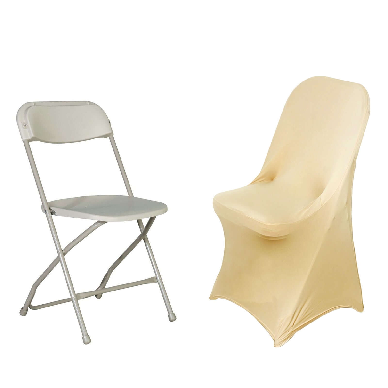 Efavormart 10PCS Stretchy Spandex Fitted Folding Chair Cover Dinning Event Slipcover For Wedding Party Banquet Catering - Champagne