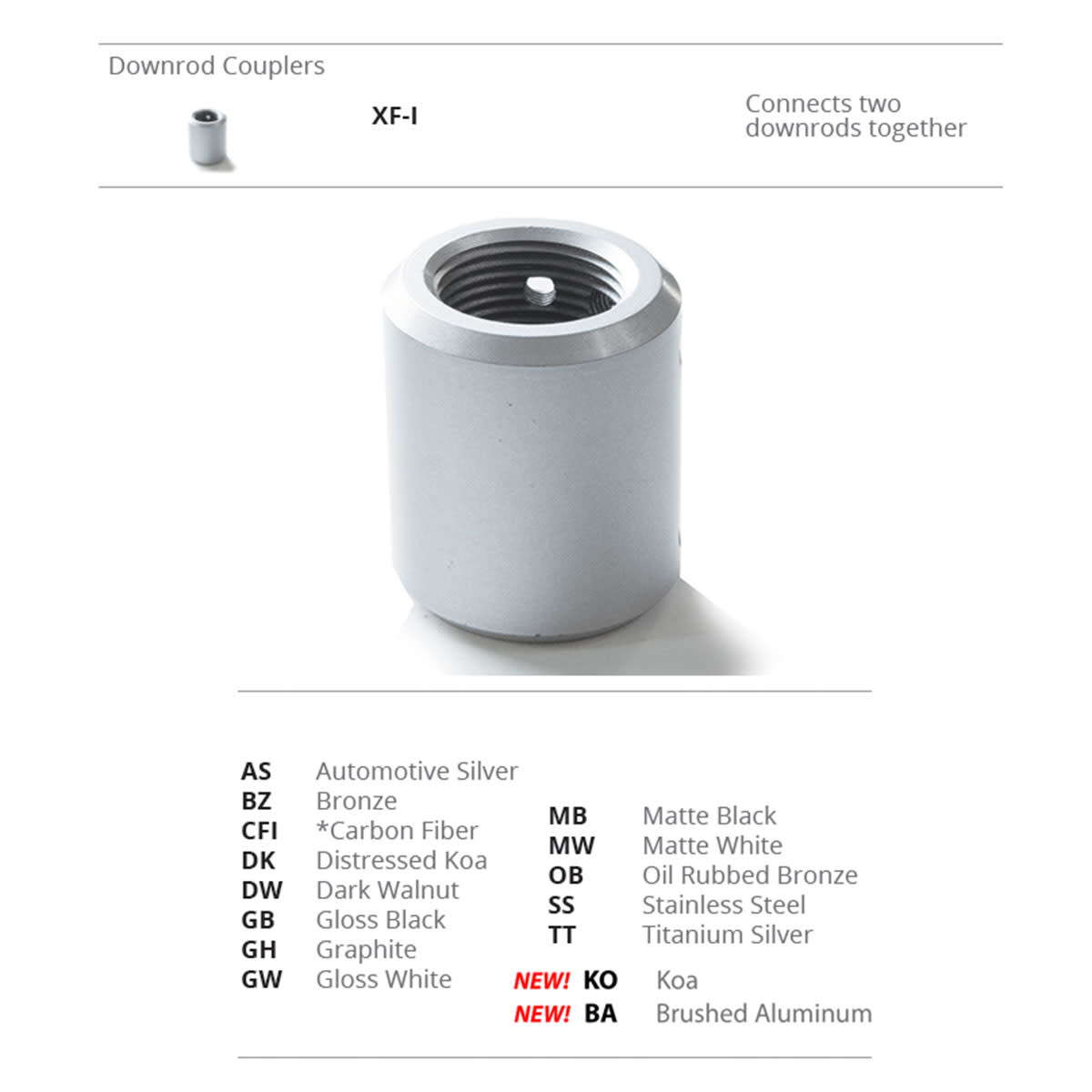 Modern Forms XfI Ceiling Fan Downrod Coupler