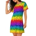 thumbnail image 2 of Fotbe Bright Rainbow Bata de Dormir para Mujer con Estampado, Camisón de Algodón de Manga Corta, Ropa de Dormir Casual, 2 of 6