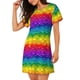 thumbnail image 2 of Balery Bright Rainbow Camisón de manga corta con cuello redondo para mujer, cómodo y elegante., 2 of 6