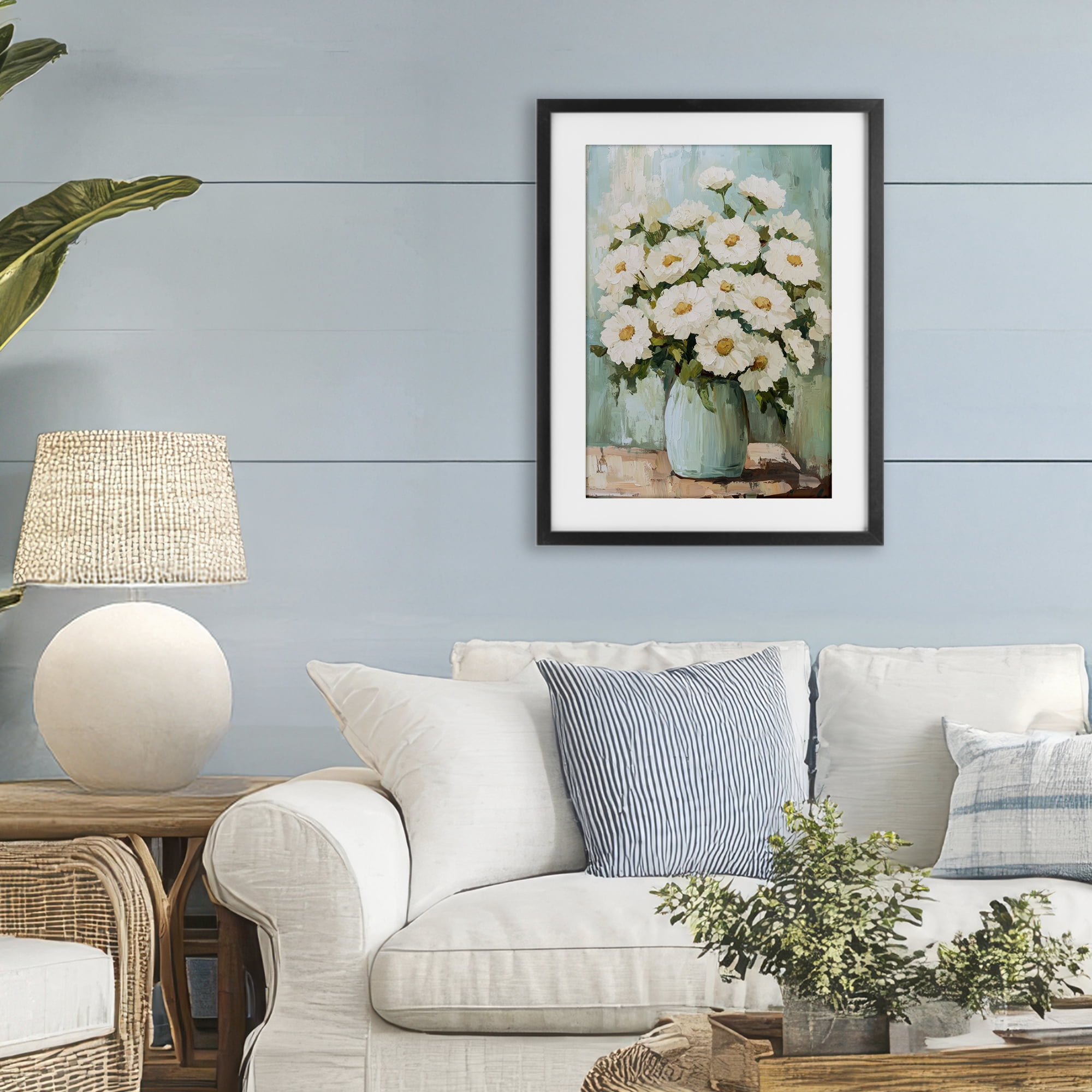 Stupell Industries Cozy Arrangement of White Blooms Black Framed Print Under Glass, design by Petal Prints Design
