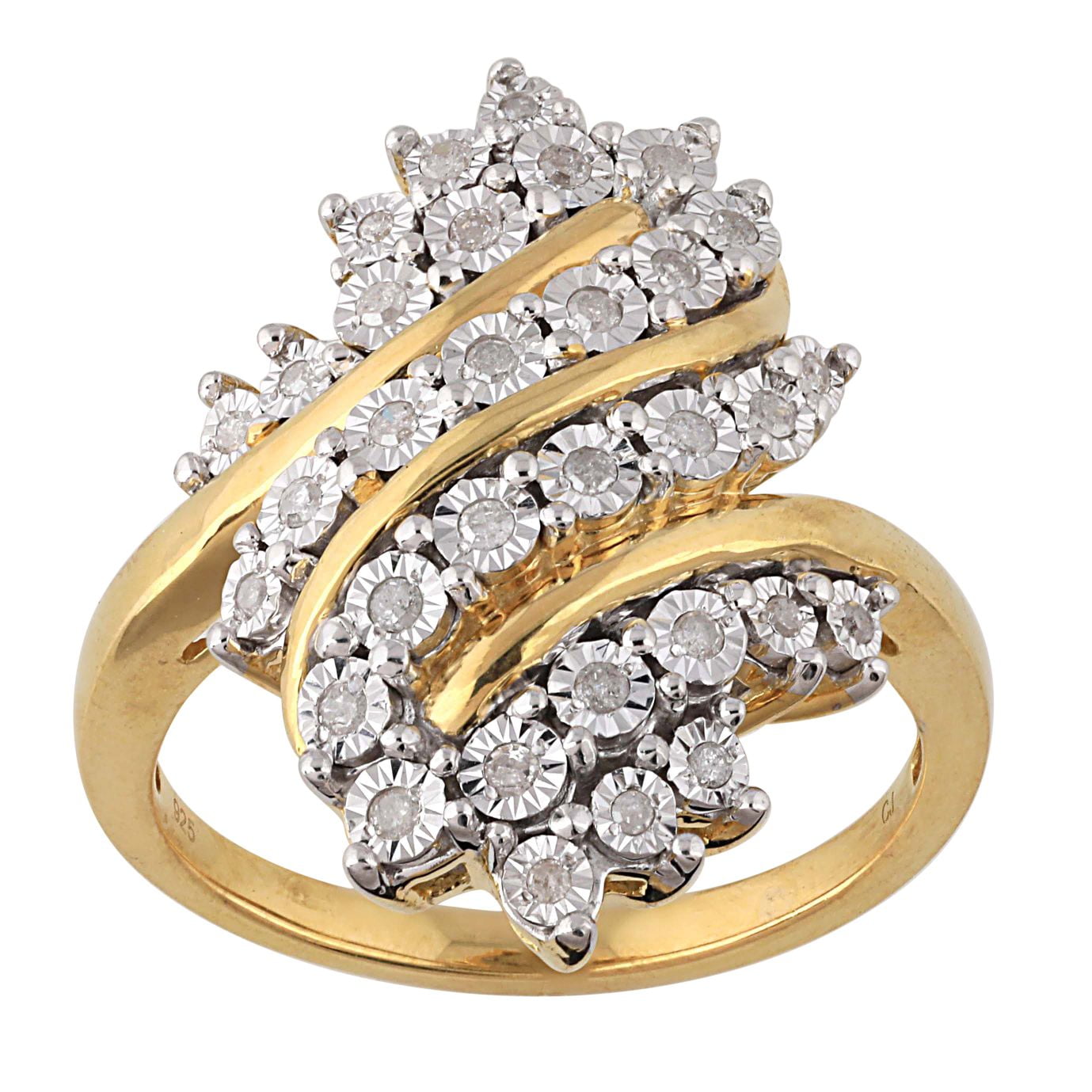 Brilliance SS 14KGP BFJ 1/5CT. TW Diamond Cluster Ring - Walmart.com