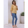 thumbnail image 2 of DARING DIVA Women's Crochet Hollow Out Knit Half Sleeve Top M Khaki, 2 of 6