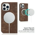 thumbnail image 2 of Dteck Strong Magnetic Case for iPhone 16 Pro, Compatible with MagSafe, iPhone 16 Pro Wallet Case with RFID Blocking Holder Slots, PU Leather Flip Folio Cover Kickstand Shockproof,Brown, 2 of 9