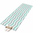thumbnail image 2 of 2'x6' Rug Runners for Hallways Kitchen, Turquoise Grey White Non Slip Entryway Beside Floor Carpet Runner, Abstract Geometric Ocean Wave Stripe Washable Laundry Room Bedroom Throw Rugs Mat, 2 of 8