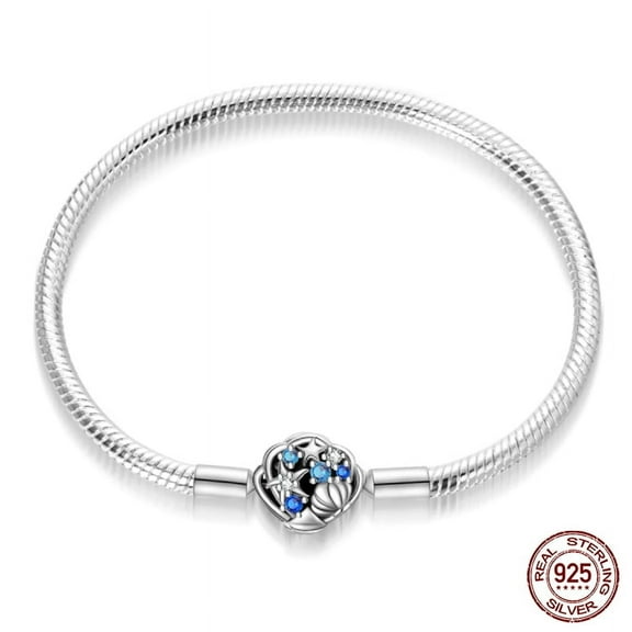 BONZEUS 925 Sterling Silver Charm Bracelet for Women - Blue Butterfly, Octagonal Star, Evil Eye & More with Zircon - 17-20CM Adjustable Length - Fine Jewelry Gift