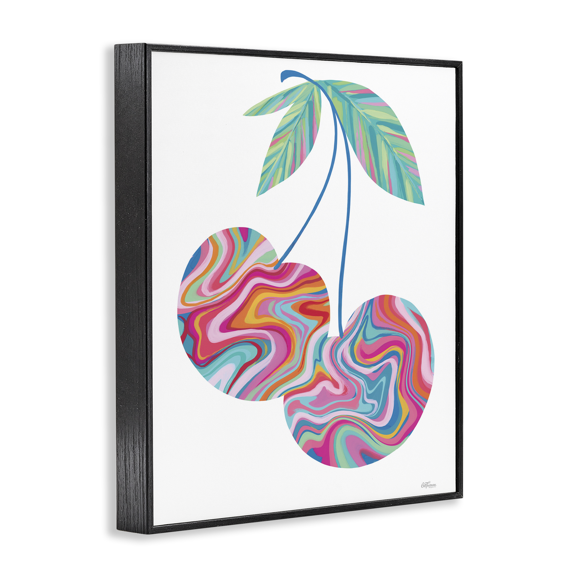 Stupell Industries Groovy Waves Cherries Food & Beverage Painting Black Framed Art Print Wall Art, 11 x 14