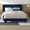 thumbnail image 2 of WHI Modern Soft Velvet Upholstered 60" Queen Bed in Blue, 2 of 8