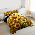 thumbnail image 3 of Homewish Abstrsct Chic Sunflower Queen Comforter Set,Rustic Flower Floral Bedding Sets,Yellow Flying Butterflues Bedding Comforter Set For Girl Teens,Super Cozy Room Decor Reversible,3 Pieces, 3 of 8