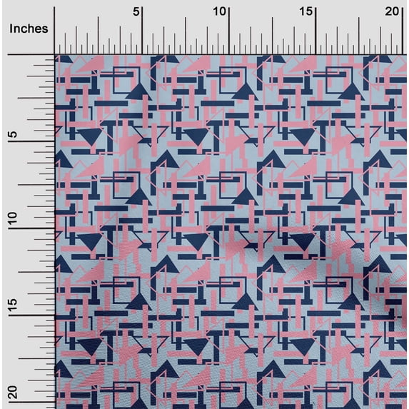 oneOone Cotton Silk Fabric Square & Triangle Geometric Print Fabric By The Yard 42 Inch Wide