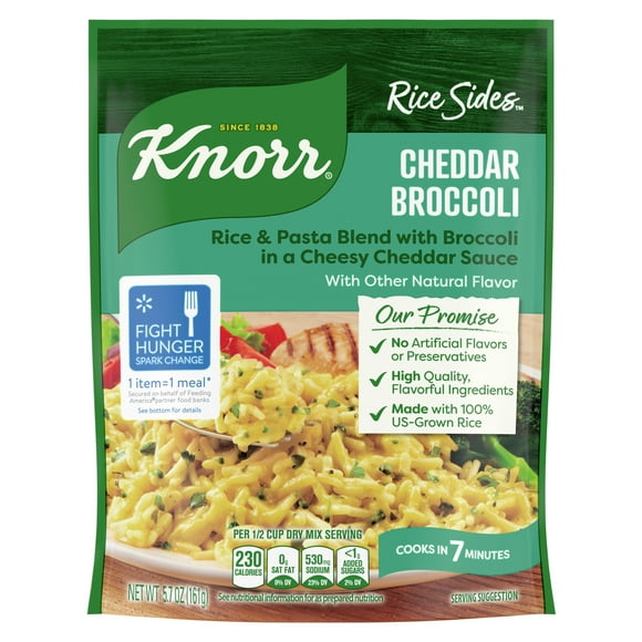 Knorr Rice Sides Cheddar Broccoli Rice Cooks in 7 Minutes No Artificial Flavors, 5.7 oz