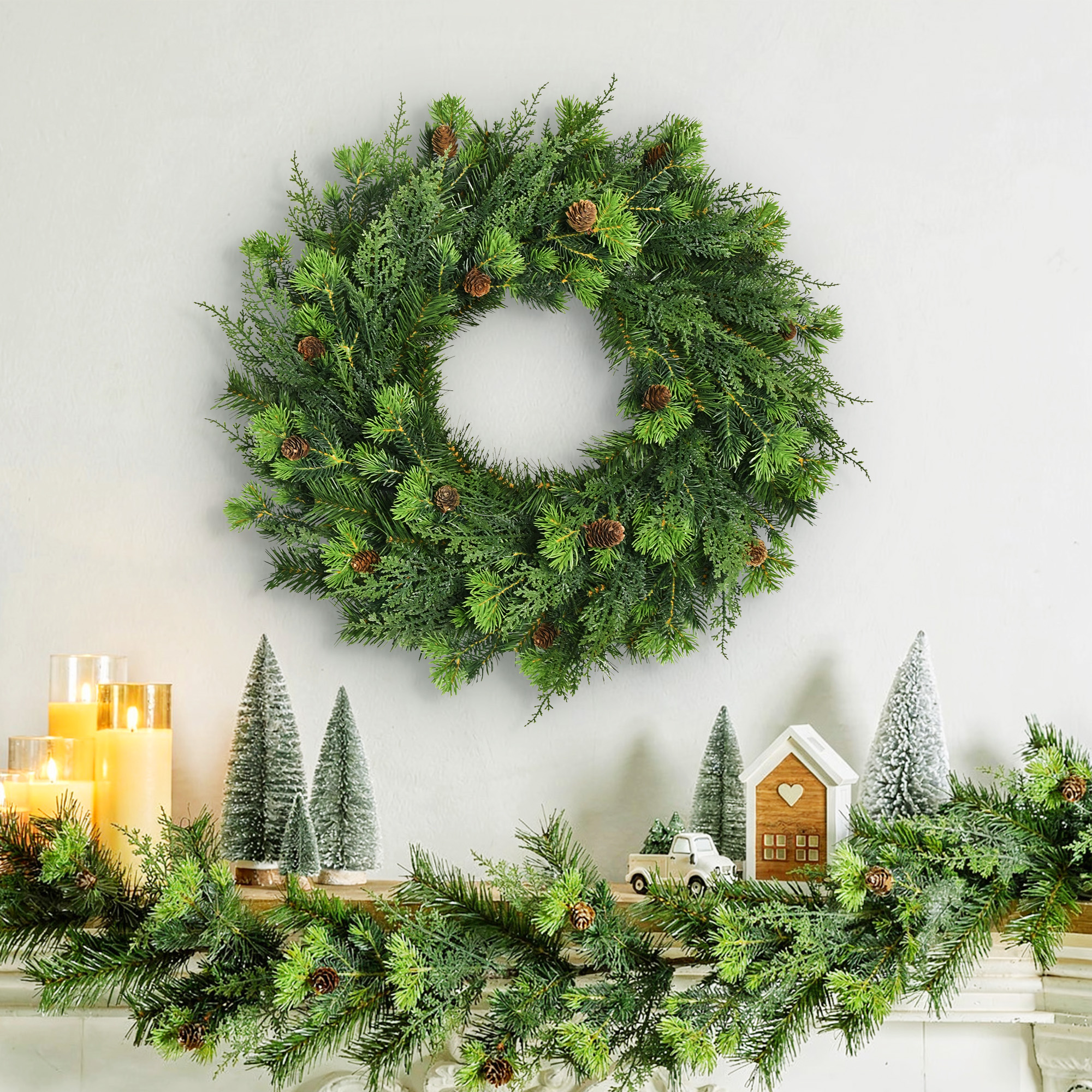 Holiday Time 24" Sonoma Cypress With Pinecones Artificial Wreath photo 2
