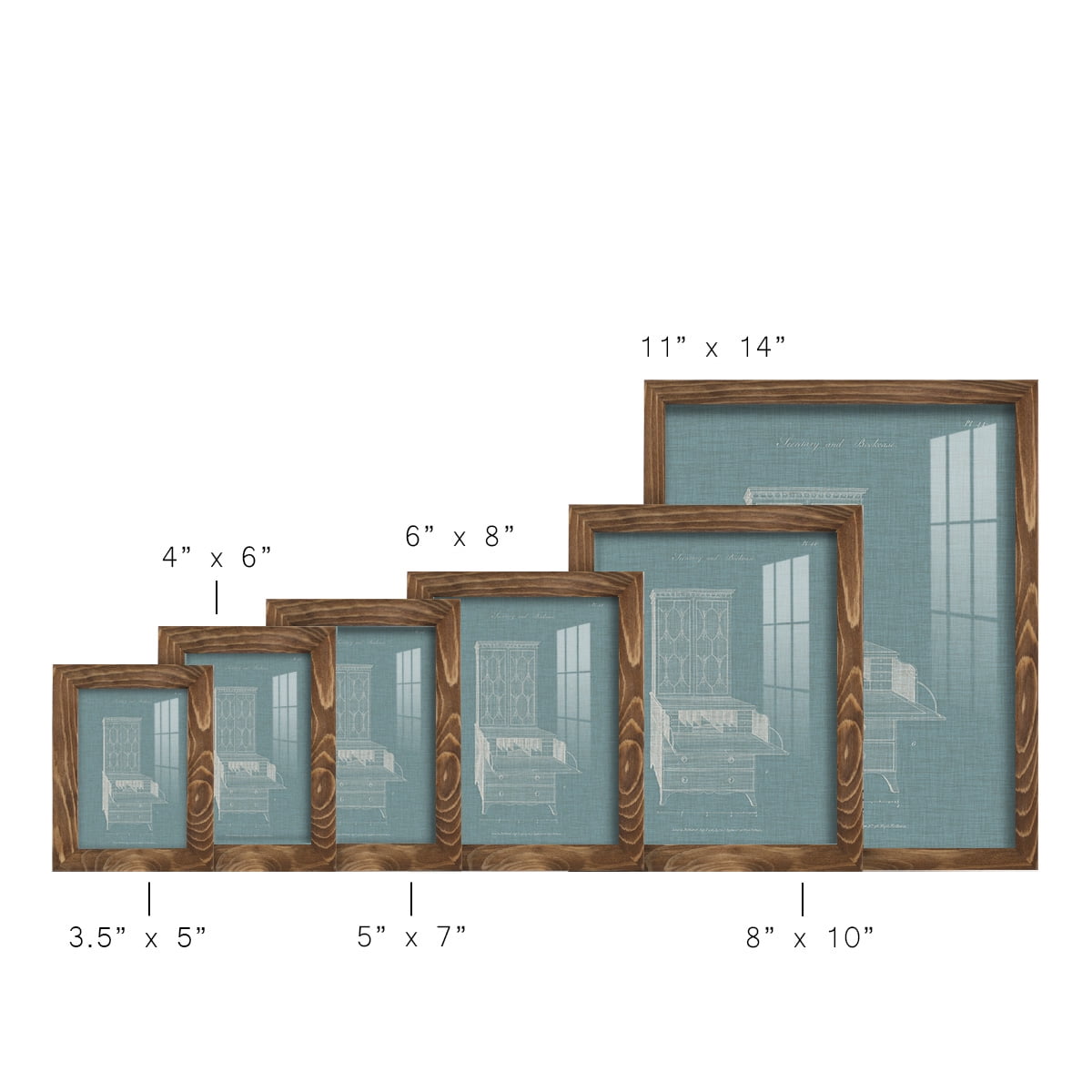 Hepplewhite Desk & Bookcase I - Framed Print w/glass - Walnut