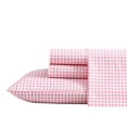 thumbnail image 2 of Poppy & Fritz Gingham Plaid Bright Pink Cotton Percale Full Sheet Set, 2 of 9