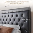 thumbnail image 3 of Merrland King Size Platform bed frame with Adjustable Leather Tufted Headboard, Black, 3 of 10