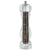 LHS 8" Acrylic Pepper Mill, Clear Peppercorns Sea Salt Mill Grinder with Adjustable Coarseness