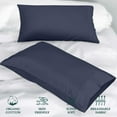 thumbnail image 5 of ROYALE LINENS 300 Thread Count 100% Long Staple Combed Cotton Pillowcases Set of 2 - Ultra Soft - Queen Bed Pillow Cover - 20"x30" - Breathable, Cool & Crisp Percale Navy Pillow Cases (Queen, Navy), 5 of 10