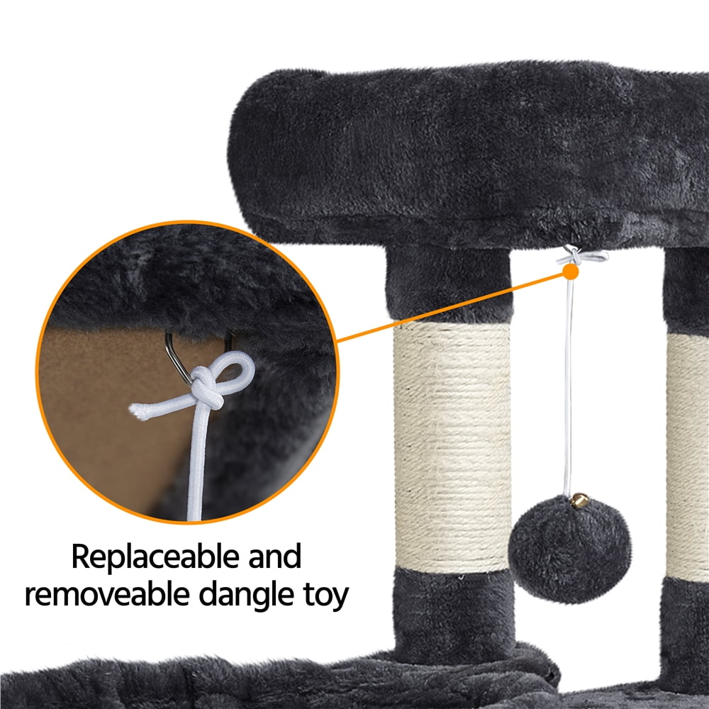 Alden Design 42"H Multilevel Cat Tree Tower with Condo and Perches, Black