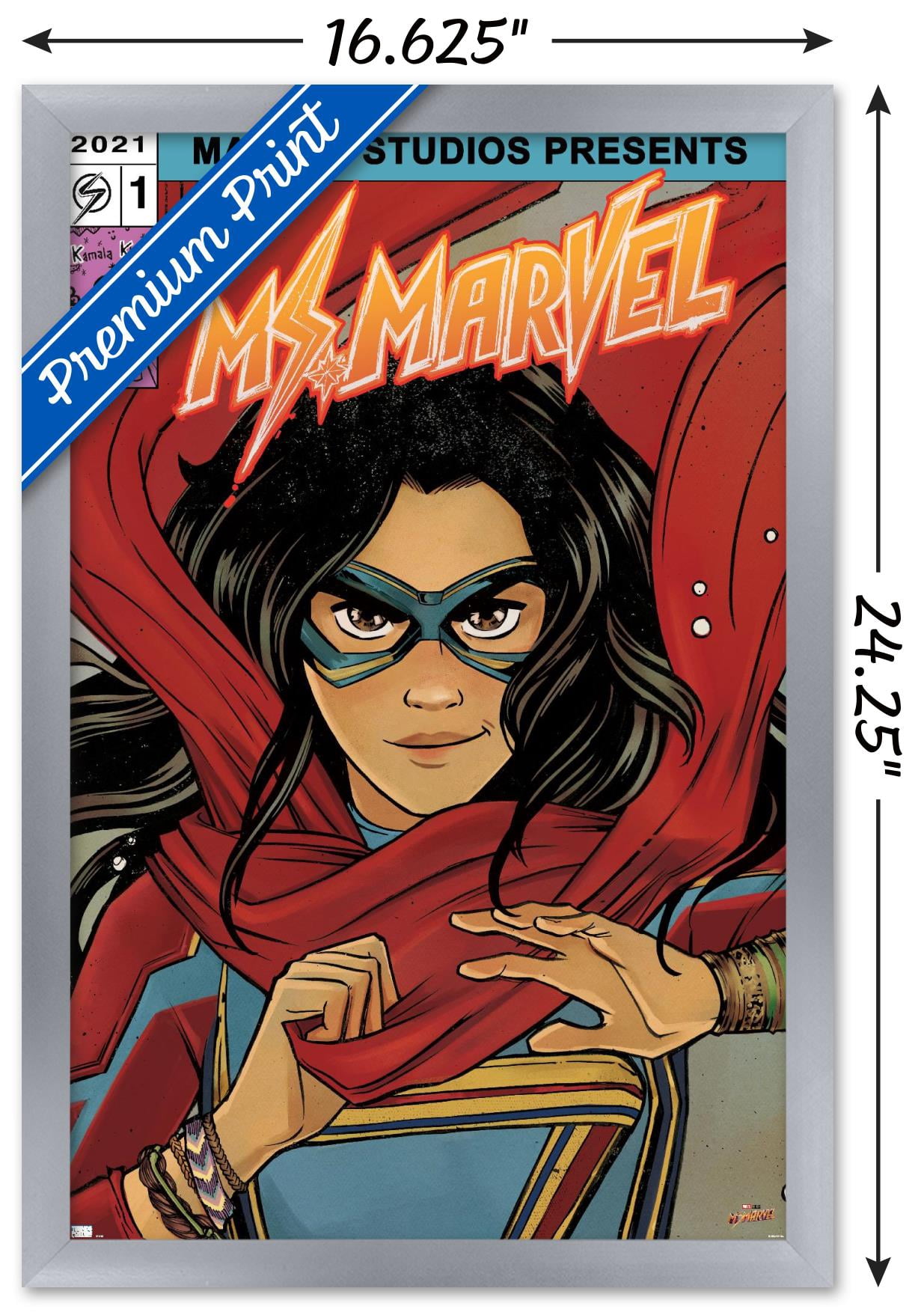 Marvel Ms. Marvel - Comic Wall Poster, 14.725" x 22.375" Framed