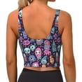 thumbnail image 3 of Lsque Funny colorful skull ghost Printed Women'S Sports Bra, Compression, Moisture Wicking, High-Impact Sports Bra For Women,Supportive sports bra-Medium, 3 of 9