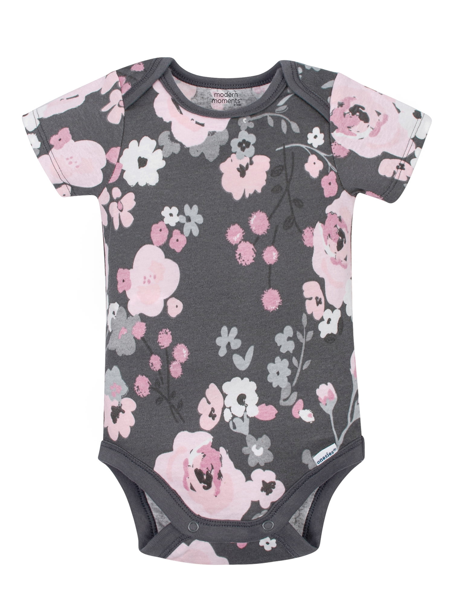 Modern Moments by Gerber Baby Girl Short Sleeve Onesies Bodysuits, 4-Pack, (Newborn-24 Months)