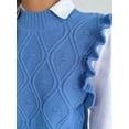thumbnail image 6 of Women'S Ruffle Cute Sweater Vest Sleeveless Round Neck Summer Knit Pullover Tank Tops Blue M, 6 of 8