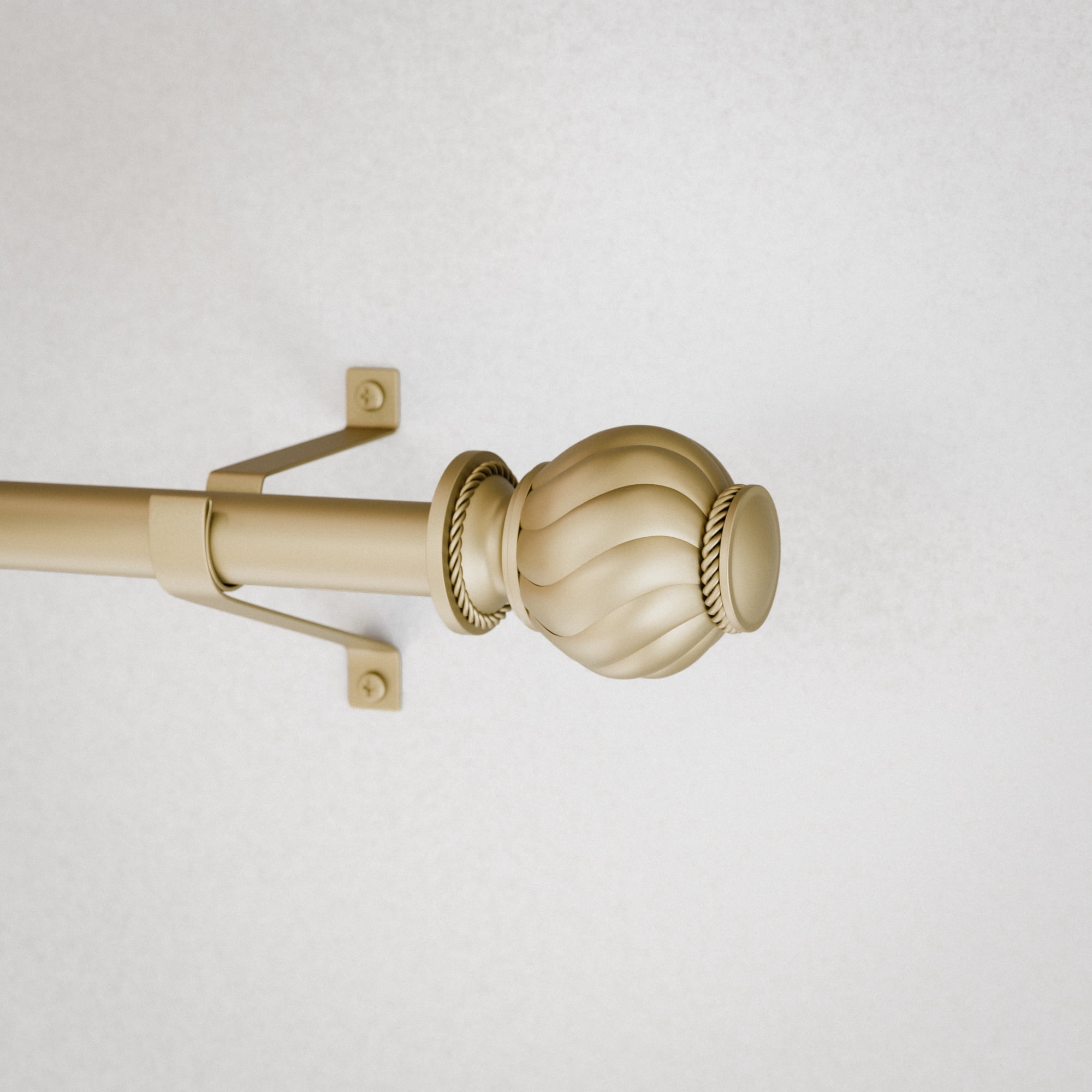 (2 pack) Mainstays 3/4" Gold Knob Adjustable Single Curtain Rod Set, 30"-84"