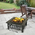 thumbnail image 5 of Zimtown Wooden 32" Metal Fire Pit Patio Garden Square, 5 of 9