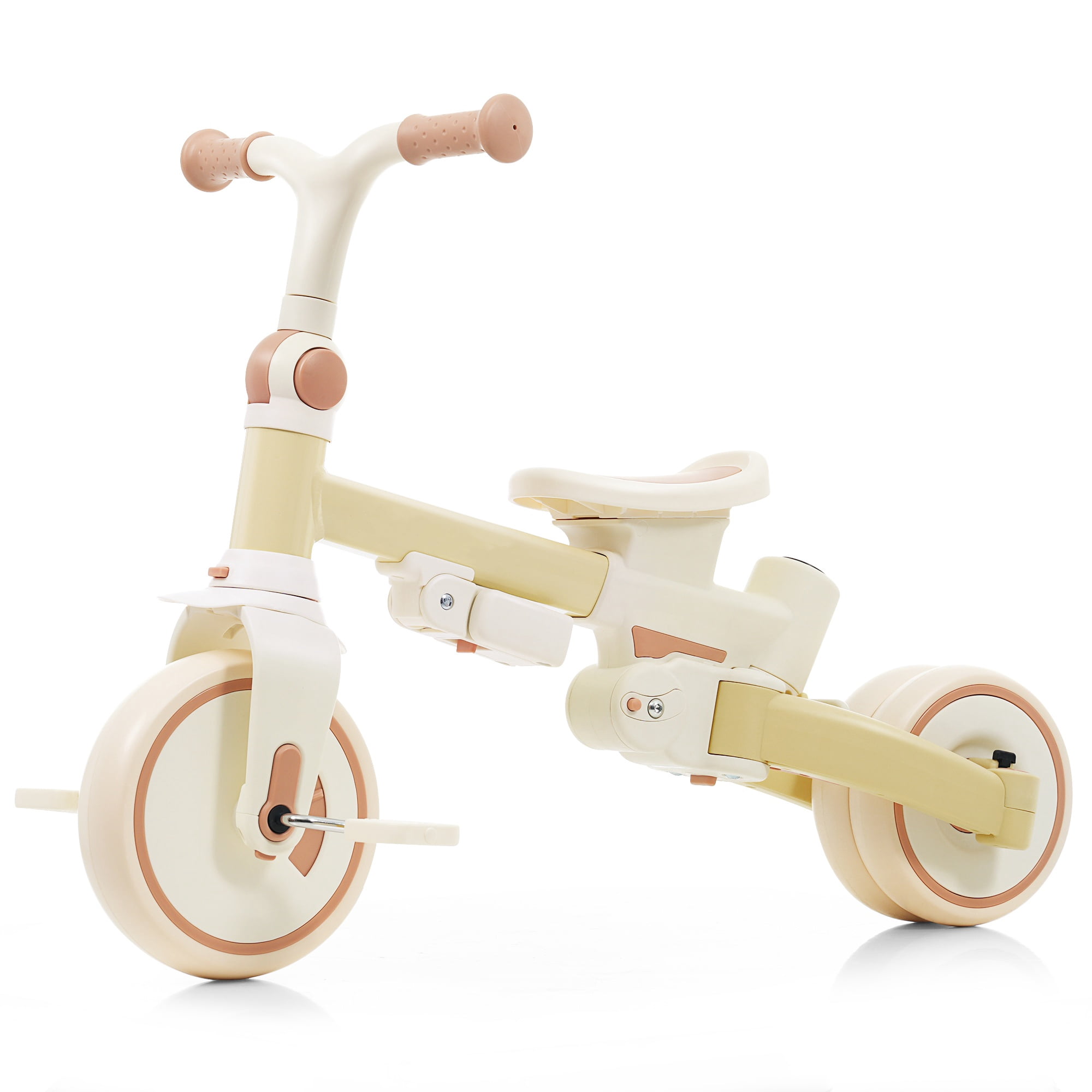 7-in-1 Baby Tricycle 1-6 Years Aluminum Frame with Canopy Push Handle 5-Point Harness for Kids Outdoor Ride
