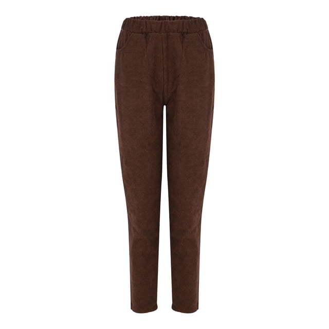 Pantalones de pana Prolriy para mujer, pantalones de pana para mujer, pantalones casuales de cintura alta elástica, pantalones rectos, pantalones sueltos y cómodos con bolsillos, pantalones de mujer