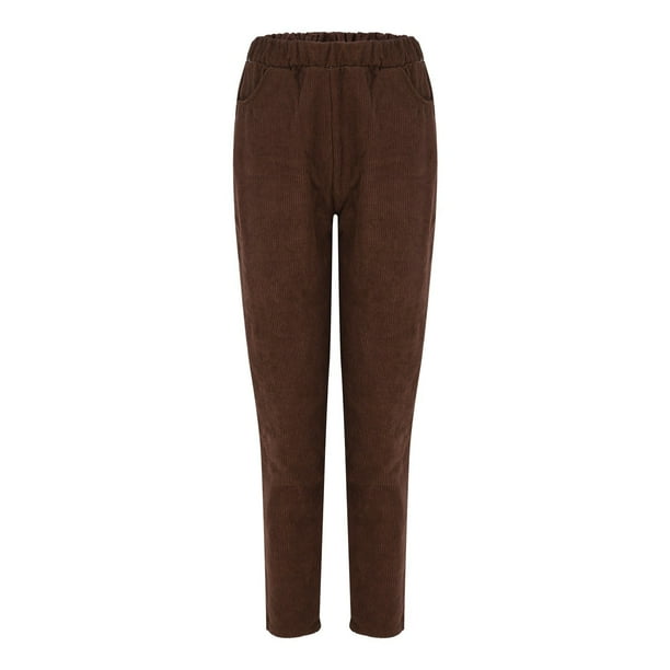 Pantalones de pana Prolriy para mujer, pantalones de pana para mujer, pantalones casuales de cintura alta elástica, pantalones de pierna recta, pantalones sueltos y cómodos con bolsillos, pantalones