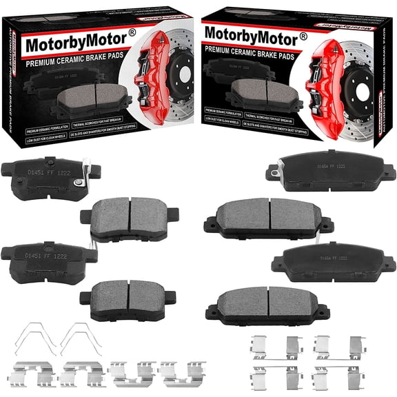 MotorbyMotor D1451 D1654 Front Rear Ceramic Brake Pads w/Hardware Replacemnt for Honda Accord 2013 - 2017 (Not For LX Models) Low Dust Brake Pad -4pcs Set
